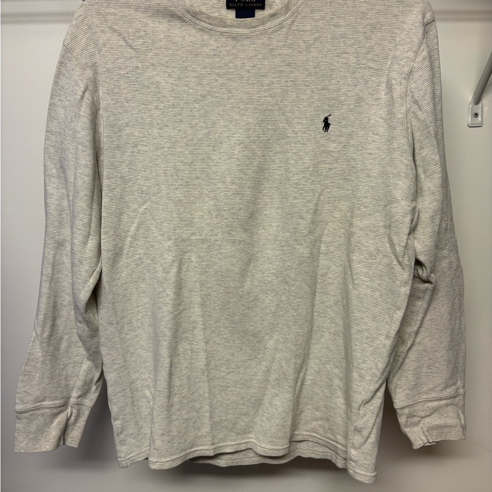 Polo Ralph Lauren men's long-sleeve waffle-knit thermal shirt heathered gray